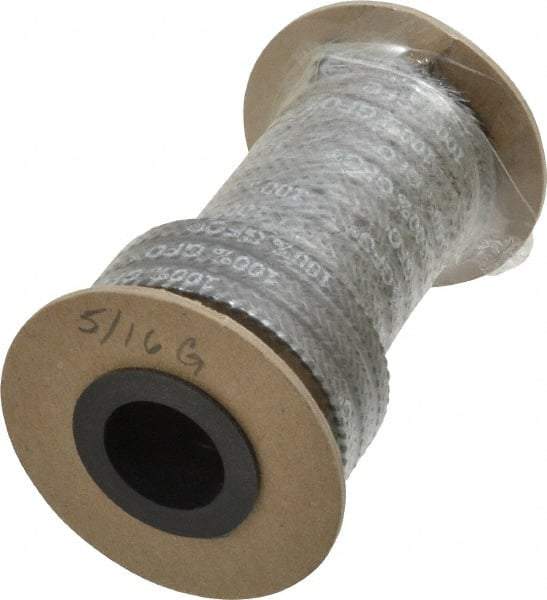 Made in USA - 5/16" x 7.1' Spool Length, 100% GFO Fiber Compression Packing - 1,900 Max psi, -400 to 550° F, Dark Gray - Caliber Tooling