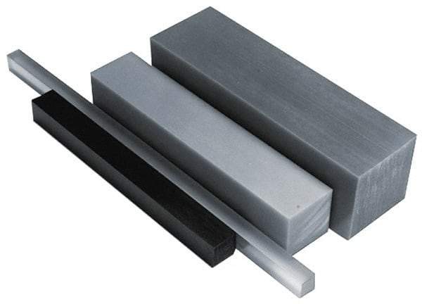 Made in USA - 2 Ft. Long x 3 Inch Wide x 3 Inch High, Polyurethane, Square Plastic Bar - Black, 95A Hardness, +/- 0.075 Tolerance - Caliber Tooling