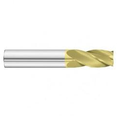 7/8 Dia. x 4 Overall Length 4-Flute Square End Solid Carbide SE End Mill-Round Shank-Center Cut-TiN - Caliber Tooling