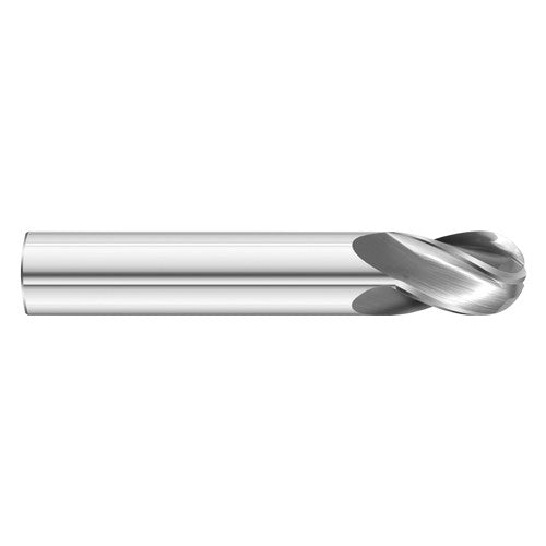 ‎1/16″ Dia. × 1/8″ Shank × 1/8″ DOC × 1-1/2″ OAL, Carbide Uncoated, 4 Flute, 30° Helix, Round, External , Ballnose End Mill - Caliber Tooling