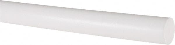 Made in USA - 4' Long, 3/4" Diam, PTFE (Virgin) Plastic Rod - White - Caliber Tooling