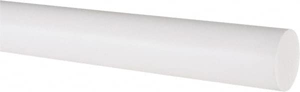 Made in USA - 4' Long, 1" Diam, PTFE (Virgin) Plastic Rod - White - Caliber Tooling