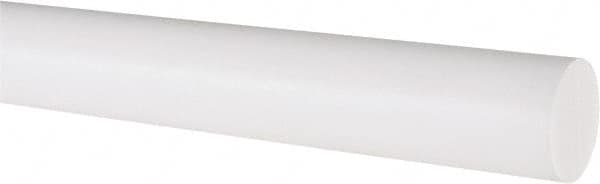 Made in USA - 5' Long, 1" Diam, PTFE (Virgin) Plastic Rod - White - Caliber Tooling