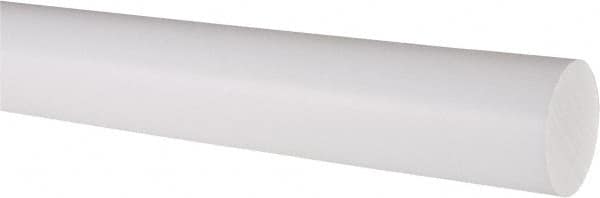 Made in USA - 4' Long, 1-1/2" Diam, PTFE (Virgin) Plastic Rod - White - Caliber Tooling