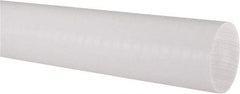 Made in USA - 2' Long, 2" Diam, PTFE (Virgin) Plastic Rod - White - Caliber Tooling