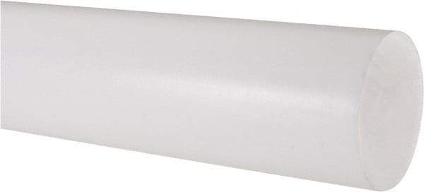 Made in USA - 1' Long, 2-1/2" Diam, PTFE (Virgin) Plastic Rod - White - Caliber Tooling