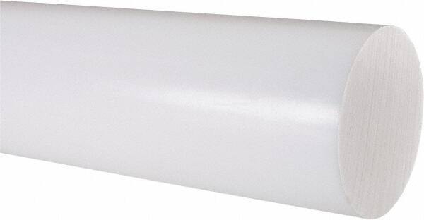 Made in USA - 1' Long, 3" Diam, PTFE (Virgin) Plastic Rod - White - Caliber Tooling