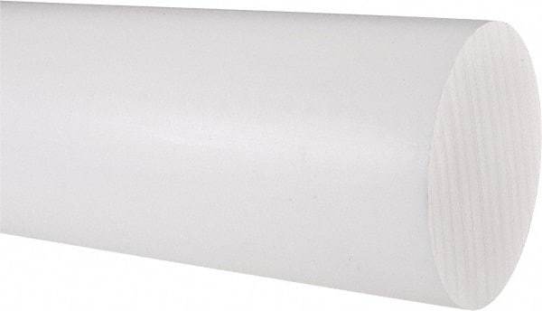 Made in USA - 1' Long, 3-1/2" Diam, PTFE (Virgin) Plastic Rod - White - Caliber Tooling