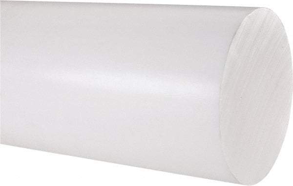 Made in USA - 1' Long, 4" Diam, PTFE (Virgin) Plastic Rod - White - Caliber Tooling