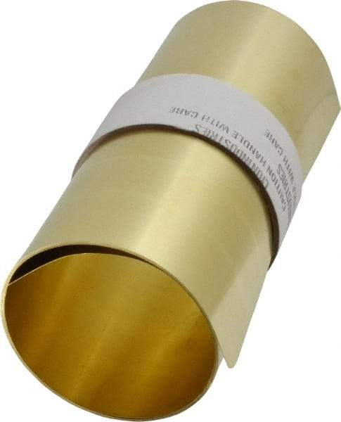 Made in USA - 5 Ft. Long x 6 Inch Wide x 0.006 Inch Thick, Roll Shim Stock - Brass - Caliber Tooling