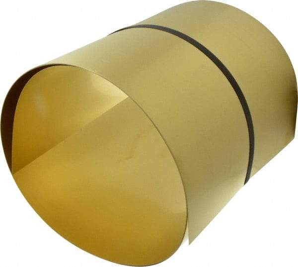 Made in USA - 10 Ft. Long x 12 Inch Wide x 0.015 Inch Thick, Roll Shim Stock - Brass - Caliber Tooling