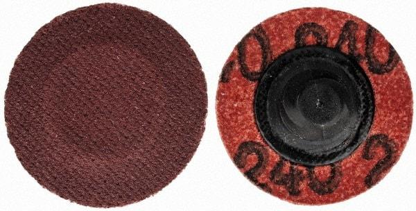 Merit Abrasives - 1" Disc Diam, 240 Grit, Aluminum Oxide Quick Change Disc - Type R Attaching System, Coated, Brown, 40,000 RPM, ALO Series - Caliber Tooling