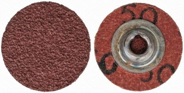 Merit Abrasives - 1" Disc Diam, 50 Grit, Aluminum Oxide Quick Change Disc - Type S Attaching System, Coated, Brown, 40,000 RPM, ALO Series - Caliber Tooling