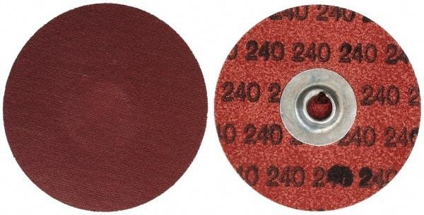 Merit Abrasives - 3" Disc Diam, 240 Grit, Aluminum Oxide Quick Change Disc - Type S Attaching System, Coated, Brown, 20,000 RPM, ALO Series - Caliber Tooling