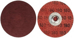 Merit Abrasives - 3" Disc Diam, 180 Grit, Aluminum Oxide Quick Change Disc - Type S Attaching System, Coated, Brown, 20,000 RPM, ALO Series - Caliber Tooling