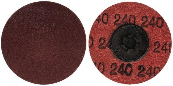 Merit Abrasives - 2" Disc Diam, 240 Grit, Aluminum Oxide Quick Change Disc - Type P Attaching System, Coated, Brown, 30,000 RPM, ALO Series - Caliber Tooling