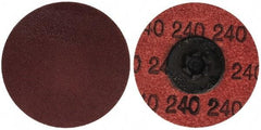 Merit Abrasives - 2" Disc Diam, 240 Grit, Aluminum Oxide Quick Change Disc - Type P Attaching System, Coated, Brown, 30,000 RPM, ALO Series - Caliber Tooling