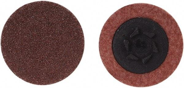 Merit Abrasives - 2" Disc Diam, 60 Grit, Aluminum Oxide Quick Change Disc - Type P Attaching System, Coated, Brown, 30,000 RPM, ALO Series - Caliber Tooling