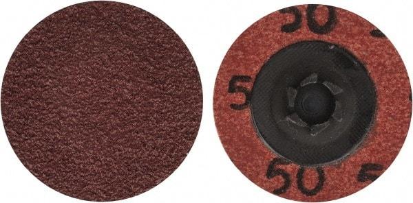 Merit Abrasives - 1-1/2" Disc Diam, 50 Grit, Aluminum Oxide Quick Change Disc - Type P Attaching System, Coated, Brown, 30,000 RPM, ALO Series - Caliber Tooling