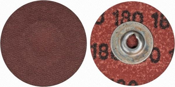 Merit Abrasives - 1-1/2" Disc Diam, 180 Grit, Aluminum Oxide Quick Change Disc - Type S Attaching System, Coated, Brown, 30,000 RPM, ALO Series - Caliber Tooling