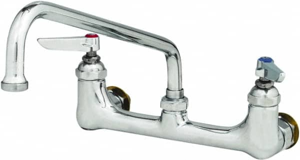 T&S Brass - Wall Mount, Kitchen Faucet without Spray - Swivel Base Faucet with Ceramic Cartridges, Lever Handle, Low Spout, No Drain - Caliber Tooling