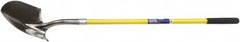 Ability One - 11" High x 9" Wide Round Steel Shovel - 48" Long Fiberglass Straight Handle - Caliber Tooling