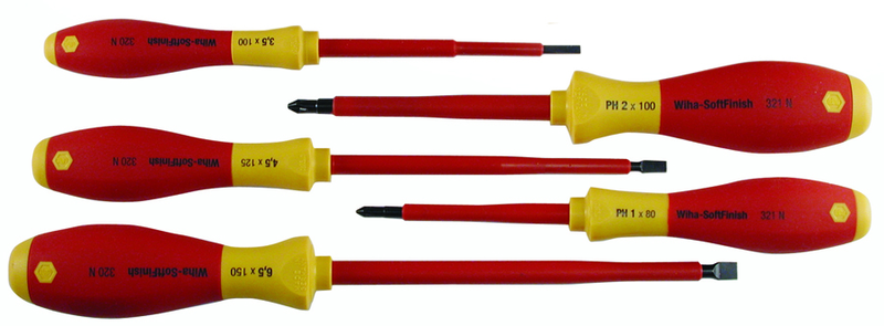 Insulated Slotted Screwdriver 3.0; 4.5; 6.5mm & Phillips # 1 & # 2. 5 Piece Set - Caliber Tooling