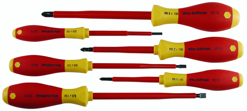 Insulated Slotted Screwdriver 3.4; 4.5; 6.5mm & Phillips # 1; 2 & 3. 6 Piece Set - Caliber Tooling