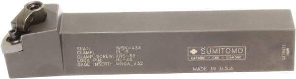 Sumitomo - MWLN, Right Hand Cut, -5° Lead Angle, 1" Shank Height x 1" Shank Width, Negative Rake Indexable Turning Toolholder - 5" OAL, WNMG 432 Insert Compatibility, Series Multi-Option - Caliber Tooling