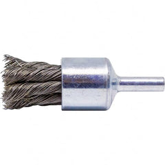 Brush Research Mfg. - 3/4" Brush Diam, Knotted, End Brush - 1/4" Diam Steel Shank, 20,000 Max RPM - Caliber Tooling