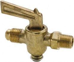 Parker - 1/4" Pipe, 3/8" Tube, Flare to Male Pipe Drain Cock & Shutoff Valve - 1/4-18 Thread, 30 Max psi - Caliber Tooling