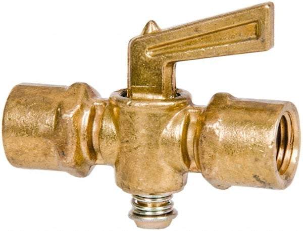 Parker - 1/4" Tube, Compression Pipe to Compression Pipe Drain Cock & Shutoff Valve - 1/4-18 Thread, 30 Max psi - Caliber Tooling