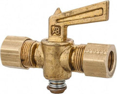 Parker - 3/8" Tube, Compression Pipe to Compression Pipe Drain Cock & Shutoff Valve - 3/8-18 Thread, 30 Max psi - Caliber Tooling