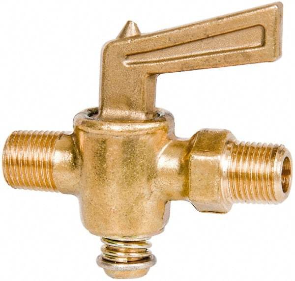 Parker - 1/8" Pipe, Male Pipe to Male Pipe Drain Cock & Shutoff Valve - 1/8-27 Thread, 30 Max psi - Caliber Tooling