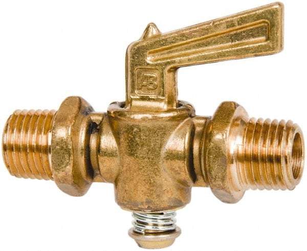 Parker - 1/4" Pipe, Male Pipe to Male Pipe Drain Cock & Shutoff Valve - 1/4-18 Thread, 30 Max psi - Caliber Tooling