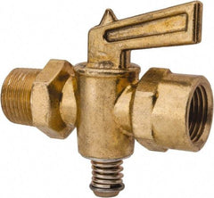 Parker - 3/8" Pipe, Female Pipe to Male Pipe Drain Cock & Shutoff Valve - 3/8-18 Thread, 30 Max psi - Caliber Tooling