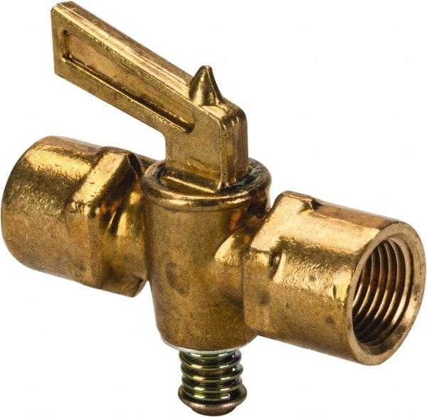 Parker - 3/8" Pipe, Female Pipe to Female Pipe Drain Cock & Shutoff Valve - 3/8-18 Thread, 30 Max psi - Caliber Tooling