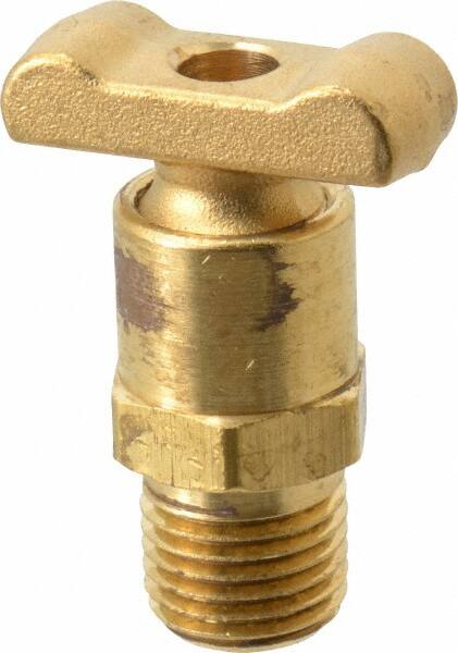 Parker - 1/4" Pipe, Male Pipe Drain Cock & Shutoff Valve - 1/4-18 Thread, 150 Max psi - Caliber Tooling