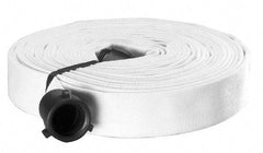 Made in USA - 2-1/2" ID x 2-13/16" OD, 250 Working psi, White Polyester/Rubber Fire Hose, Single Jacket - 2-1/2" NH/NST Ends, 50' Long, -40 to 150°F,750 Burst psi - Caliber Tooling