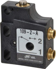 ARO/Ingersoll-Rand - 0.09 CV Rate, 3 Way Valve Mini Mechanical Valve - 5/32" NPT Inlet, 5/32" NPT Outlet, 150 Max psi, Straight Plunger - Caliber Tooling