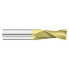 7/8 Dia. x 4 Overall Length 2-Flute Square End Solid Carbide SE End Mill-Round Shank-Center Cut-TiN - Caliber Tooling