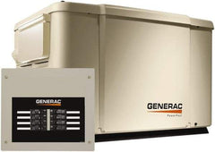 Generac Power - 1 Phase LP & NG Air Cooled Standby Power Generator - 120/240 V, 7.5 (LP) & 6 (NG) kW, OHV, Bisque Aluminum Enclosure, Use 51.6 (LP) & 117 (NG) to Fuel - Caliber Tooling