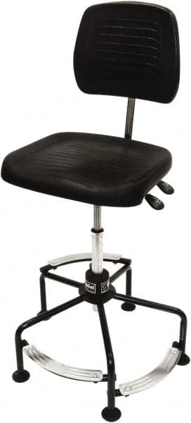 ShopSol - 17 to 35" High Adjustable Height Swivel Stool - 26" Wide x 26-1/2" Deep, Polyurethane Seat, Black - Caliber Tooling