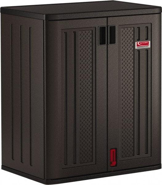 Suncast - 2 Shelf Locking Storage Cabinet - Polypropylene, 30" Wide x 20-1/4" Deep x 36" High, Gray - Caliber Tooling