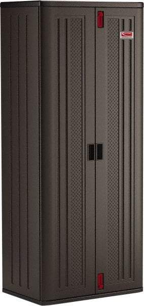 Suncast - 4 Shelf Locking Storage Cabinet - Polypropylene, 30" Wide x 20-1/4" Deep x 72" High, Gray - Caliber Tooling