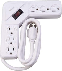 Woods PRO - 6 Outlets, 125 Volts, 15 Amps, 4' Cord, Power Outlet Strip - Keyhole Mount, 5-15 NEMA Configuration, 6-1/2" Strip, cULus - Caliber Tooling