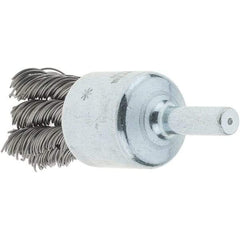 Tru-Maxx - 3/4" Brush Diam, Knotted, End Brush - 1/4" Diam Steel Shank, 22,000 Max RPM - Caliber Tooling