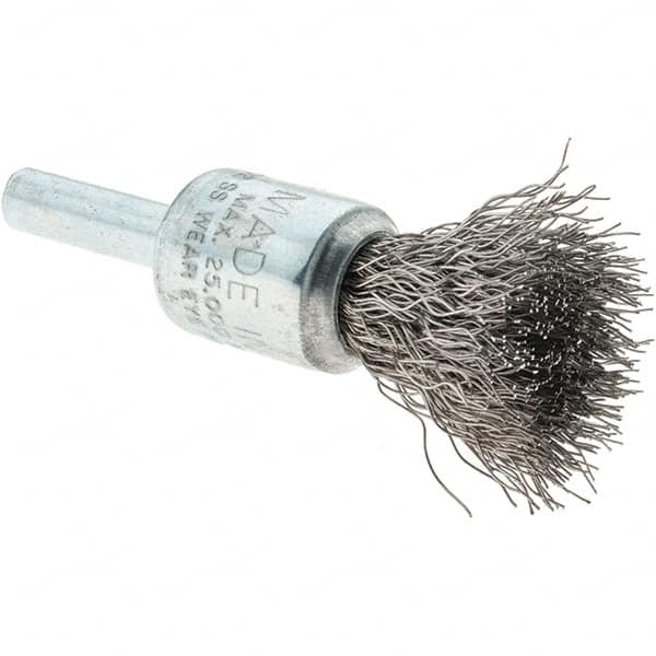 Tru-Maxx - 1/2" Brush Diam, Crimped, Flared End Brush - 1/4" Diam Steel Shank, 25,000 Max RPM - Caliber Tooling