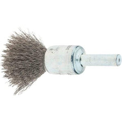 Tru-Maxx - 1/2" Brush Diam, Crimped, Flared End Brush - 1/4" Diam Steel Shank, 25,000 Max RPM - Caliber Tooling