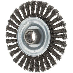 Tru-Maxx - 4" OD, 5/8-11 Arbor Hole, Stringer Bead Steel Wheel Brush - 1/4" Face Width, 7/8" Trim Length, 0.02" Filament Diam, 20,000 RPM - Caliber Tooling